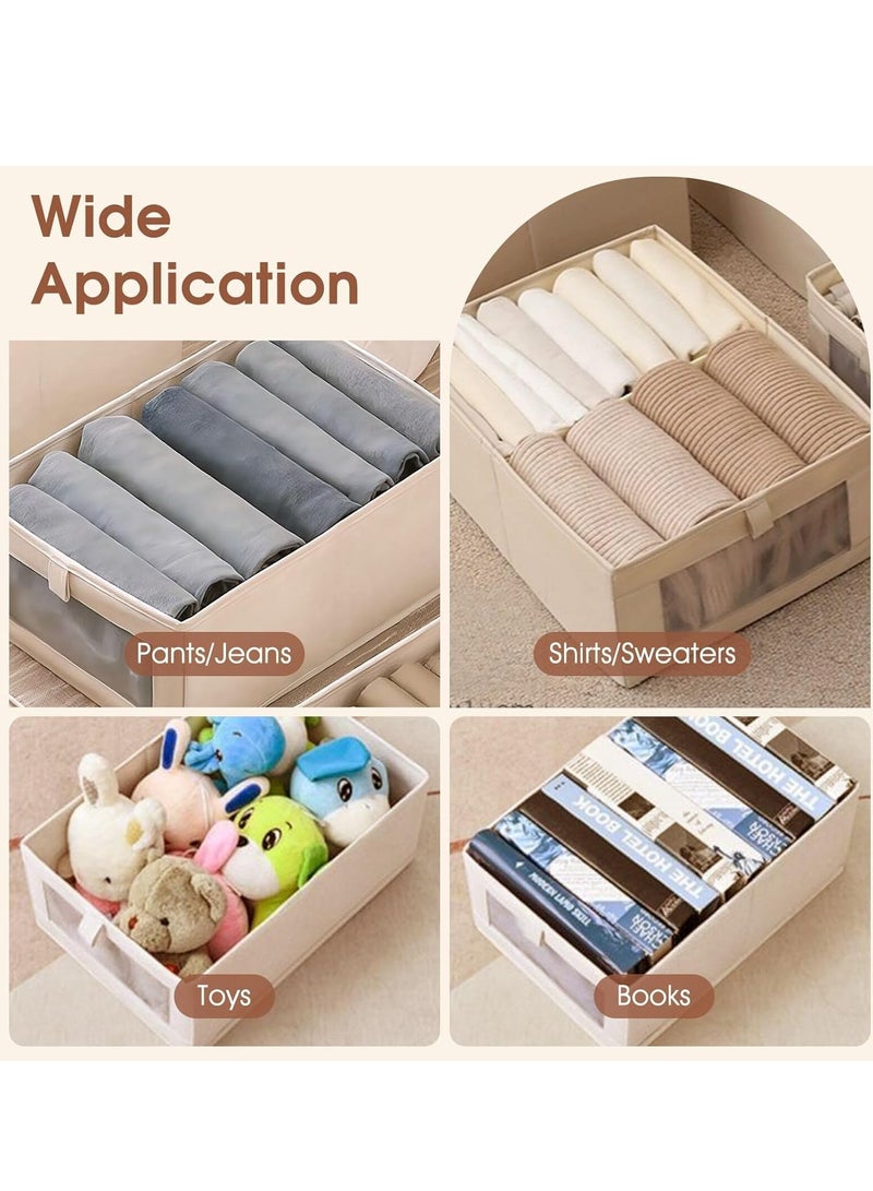DUNISO 4-Piece Foldable OrganizerJeans Storage BoxWardrobe Clothes OrganizerVisible Linen Storage BoxDrawer Organizers For Clothing Washable Storage Box - Image 5