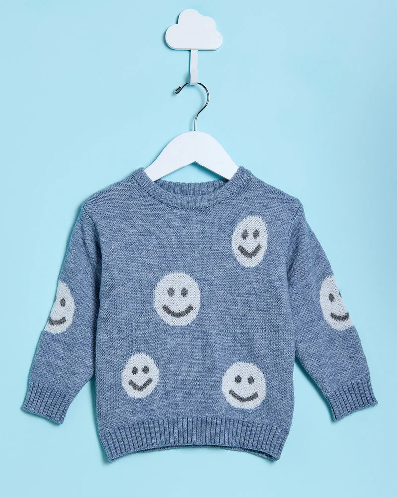Redtag Infant Boys Blue Printed Pullover Sweater