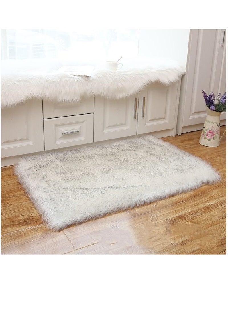 الأزرق جي دبليو 1 قطعة سجادة قطيفة مزخرفة 1 قطعة أبيض/رمادي 40 × 60 سم