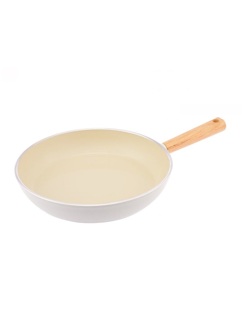 Homemaker Swiss Crystal High Quality Ceramic Coating Non-Stick Frypan - 30cm - Natural Wood Handle - Beige  - Image 5