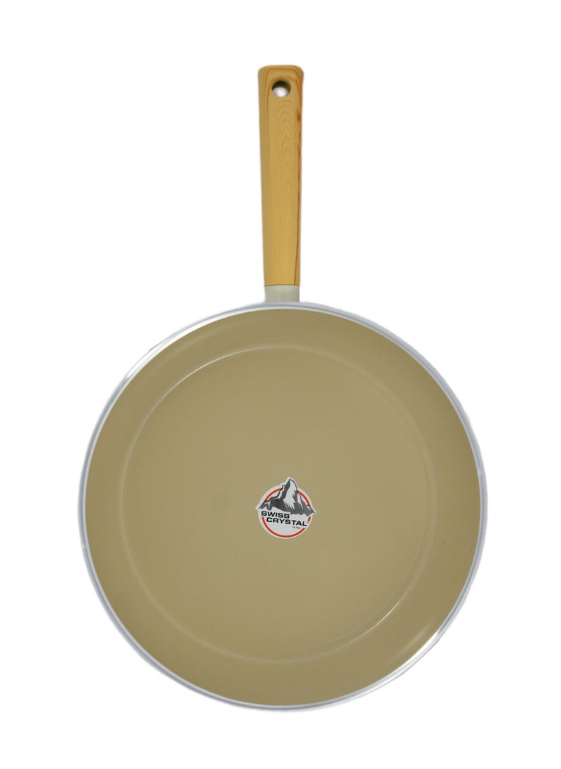 Homemaker Swiss Crystal High Quality Ceramic Coating Non-Stick Frypan - 30cm - Natural Wood Handle - Beige  - Image 4