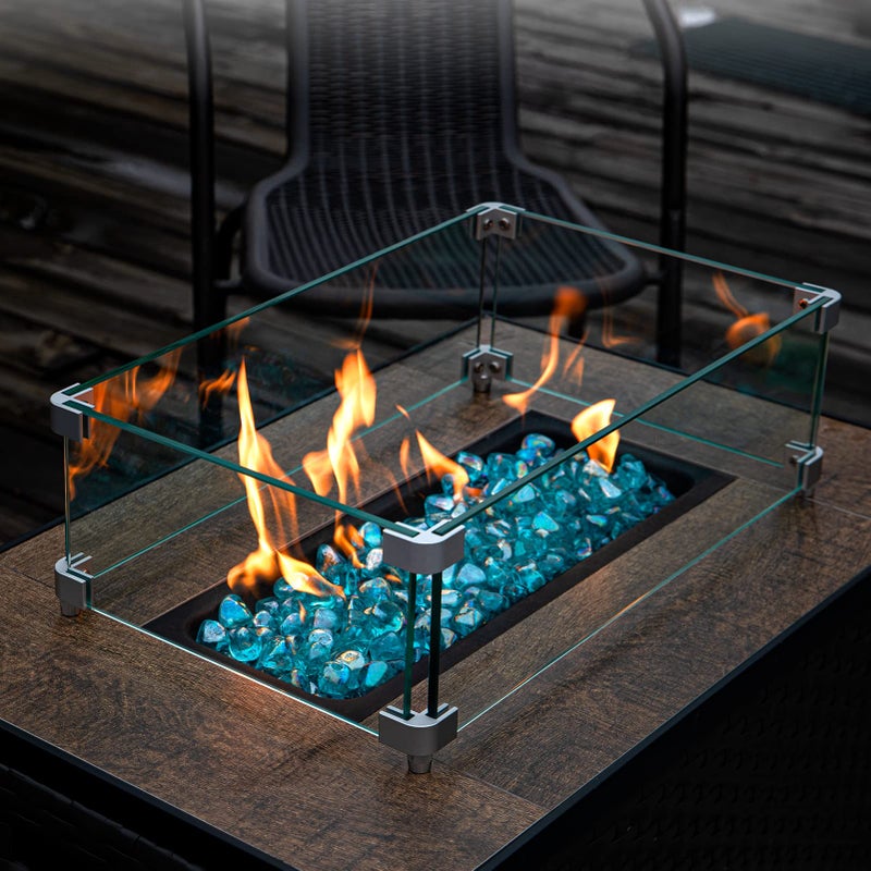 GASPRO 20 Pound Fire Glass Diamonds 1 Inch, Fire Pit Glass Rocks for Gas Fireplace and Fire Pit, Caribbean Blue, High Luster - Image 2