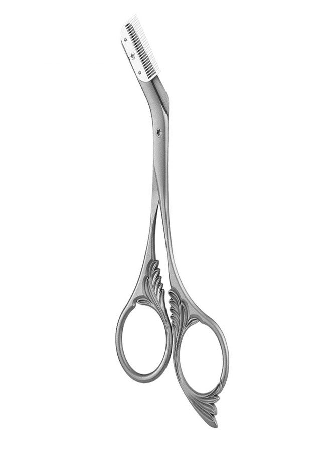 Eyebrow Trimming Scissors with Combs, Stainless Steel Eyebrow Scissors, Eyebrow Grooming Tools for Men and Women (Gray) - Image 1