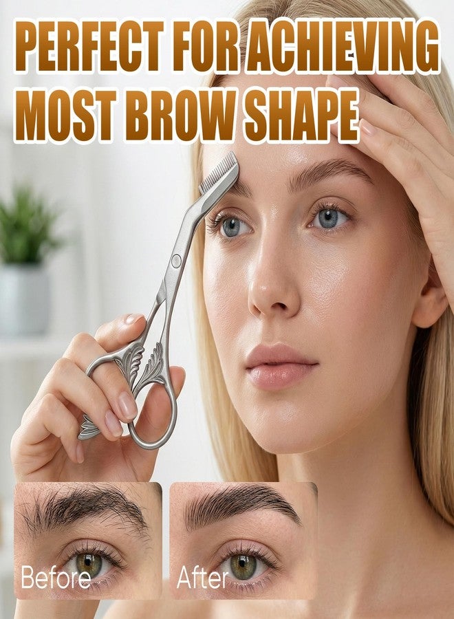 Eyebrow Trimming Scissors with Combs, Stainless Steel Eyebrow Scissors, Eyebrow Grooming Tools for Men and Women (Gray) - Image 5