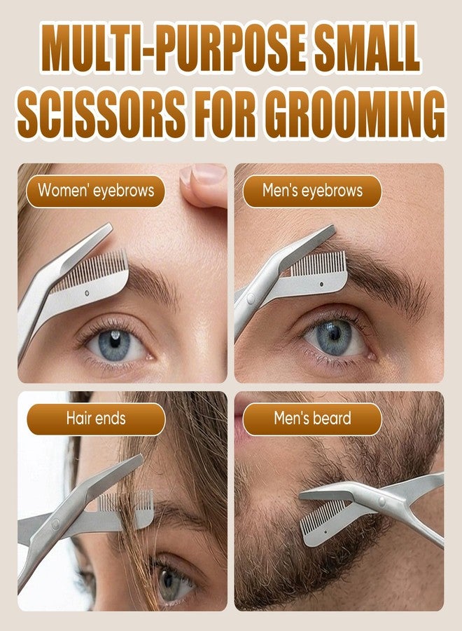 Eyebrow Trimming Scissors with Combs, Stainless Steel Eyebrow Scissors, Eyebrow Grooming Tools for Men and Women (Gray) - Image 4
