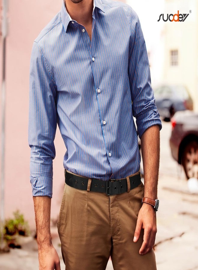 سوزدي حزام نايلون رجالي من SUOSDEY مزود بحلقات معدنية، حزام قماشي مناسب للجينز، حزام نايلون رجالي بإبزيم معدني - Image 2