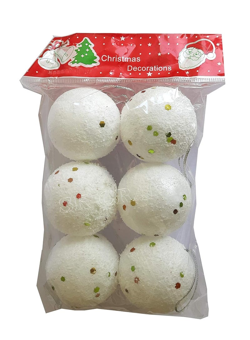 SK Crafts 24 pcs Christmas Tree Decoration Snow Ball Hanging Ornaments Christmas Tree Ball Decoration Christmas Decoration Christmas Decor Items - Image 3