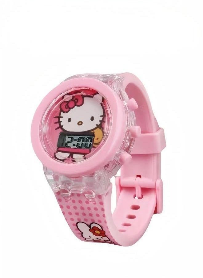 Cute Kids Digital LED Watch – Colorful Glow Wristwatch for Girls with Flashing & Gradient Light Modes, Comfortable Strap & Fun Cartoon Design - Image 1