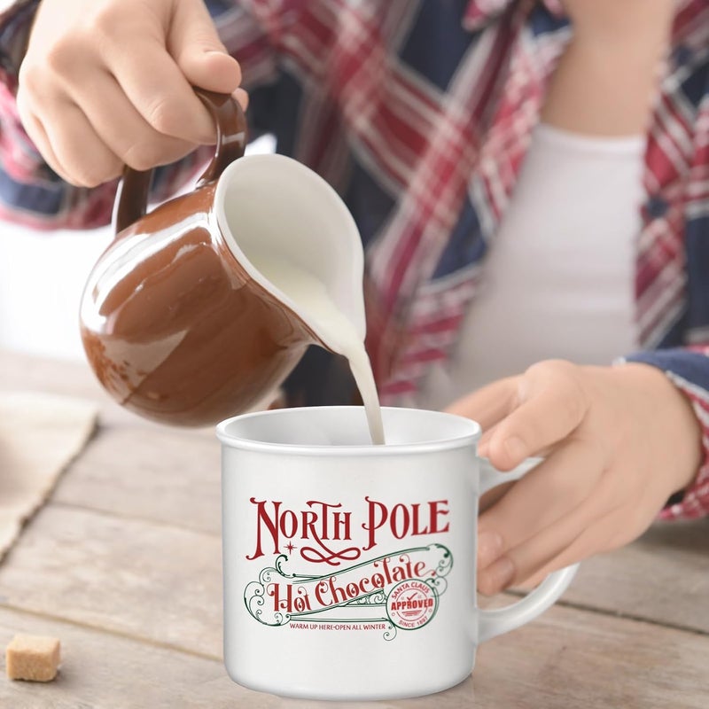 Yaomiao North Pole Hot Chocolate Mug Christmas Coffee Mugs Christmas Gifts Santa Xmas Enamel Cups with Handle Stainless Steel Mug for Women Men Employee1 PcsCeramics - Image 4