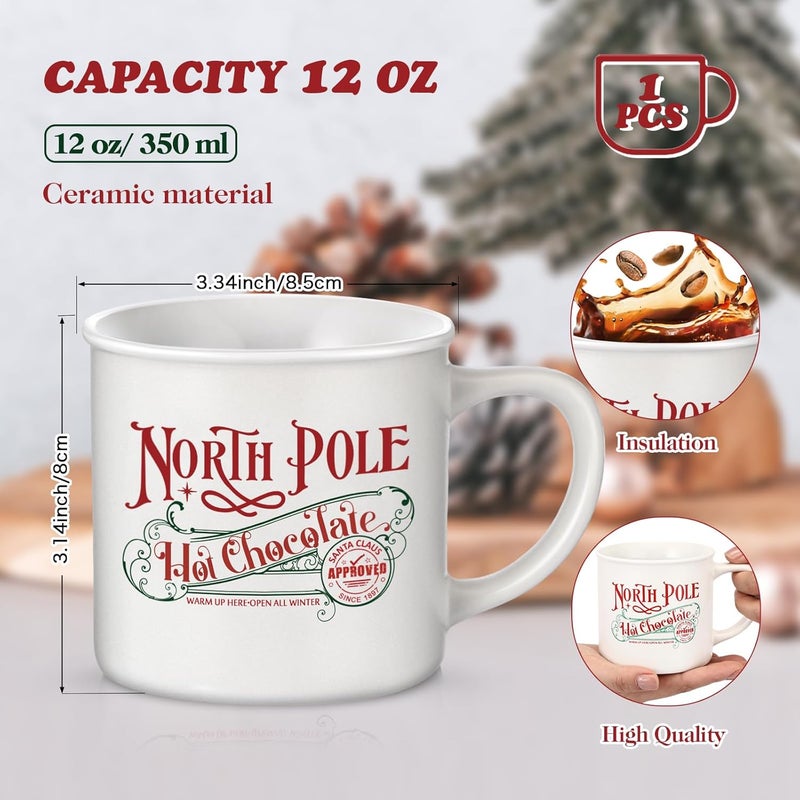 Yaomiao North Pole Hot Chocolate Mug Christmas Coffee Mugs Christmas Gifts Santa Xmas Enamel Cups with Handle Stainless Steel Mug for Women Men Employee1 PcsCeramics - Image 2