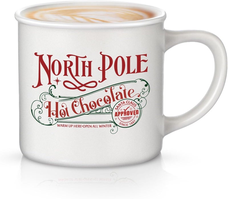 Yaomiao North Pole Hot Chocolate Mug Christmas Coffee Mugs Christmas Gifts Santa Xmas Enamel Cups with Handle Stainless Steel Mug for Women Men Employee1 PcsCeramics - Image 1