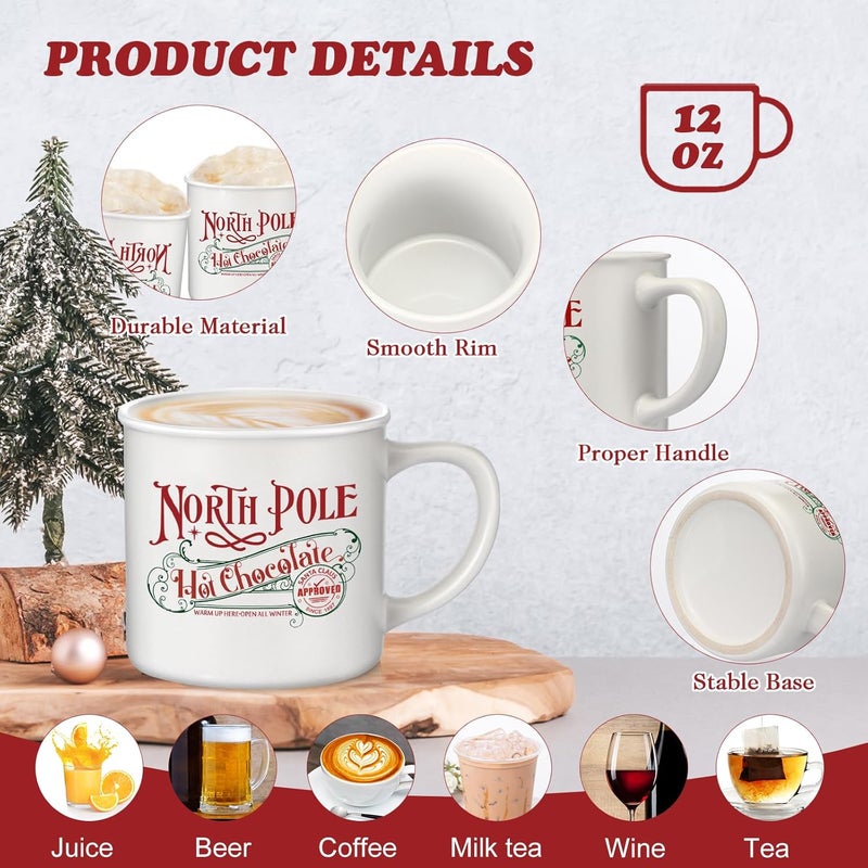 Yaomiao North Pole Hot Chocolate Mug Christmas Coffee Mugs Christmas Gifts Santa Xmas Enamel Cups with Handle Stainless Steel Mug for Women Men Employee1 PcsCeramics - Image 3