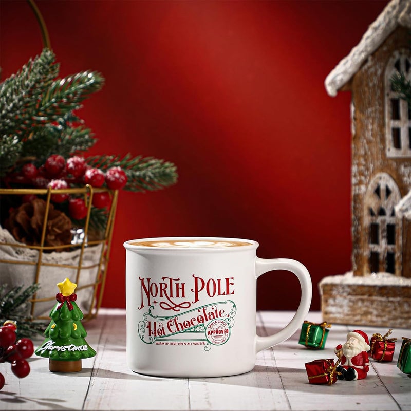 Yaomiao North Pole Hot Chocolate Mug Christmas Coffee Mugs Christmas Gifts Santa Xmas Enamel Cups with Handle Stainless Steel Mug for Women Men Employee1 PcsCeramics - Image 5