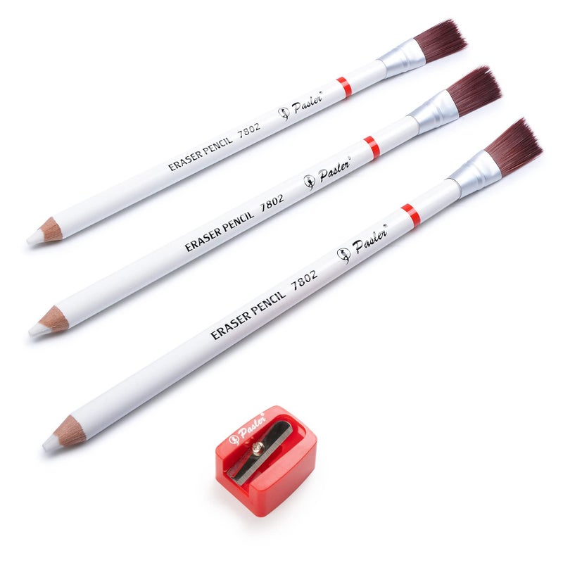 PaslerÂ® Eraser Pencils 7802 Perfection Detail Eraser Pencil with Brush and Sharpener, Perfect for sketches and Coloured Illustrations (4- pack) - Image 1