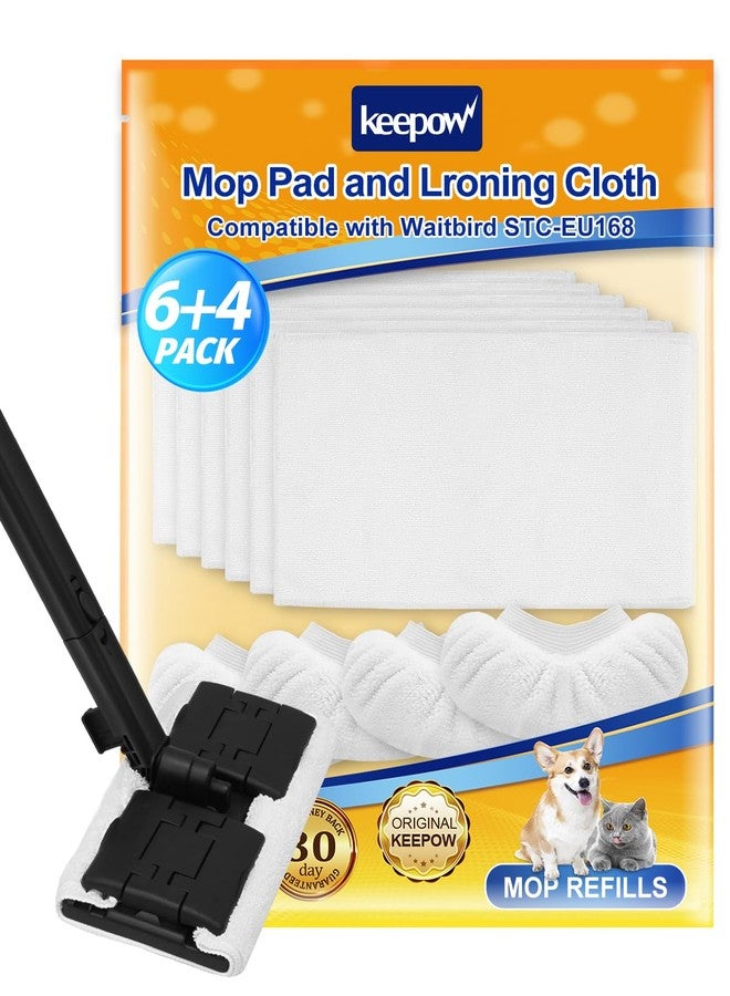 KEEPOW Reusable Microfiber Mop Pads Compatible with Waitbird STC-EU168, Microfiber Cleaning Replacement Pads 6 Pack & 4 Pack Ironing Cloths, for Multi-Surface Floor Cleaning, (Mop is Not Included) - Image 1