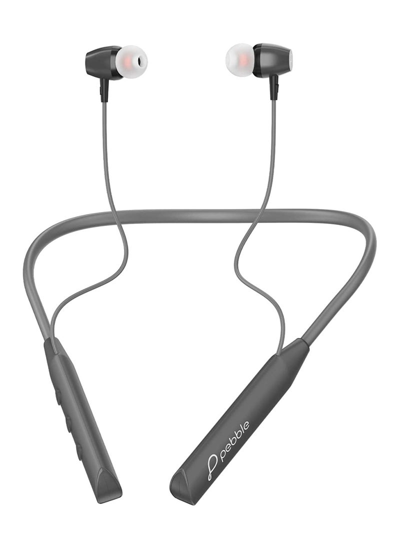 Pebble - Wireless Neckband Headphones Flex Buzz True bass Sound with Microphone and Voice Assistant Noise Cancellation Bluetooth 5.0 and Water Resistant Grey - Image 1