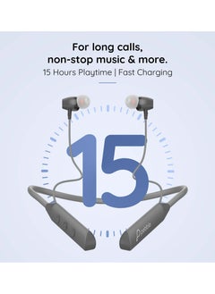 Pebble Wireless Neckband Headphones Flex Buzz True bass Sound with Microphone and Voice Assistant Noise Cancellation Bluetooth 5.0 and Water Resistant Grey  - Image 2
