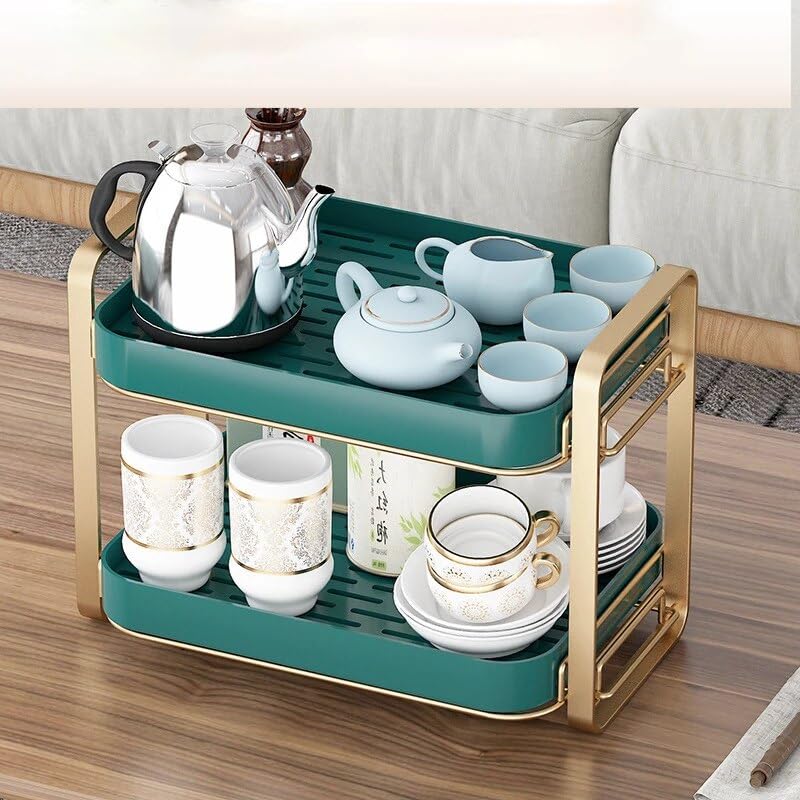 Dhadh Double Decker Shelf Organiser Multipurpose Space Saver Rack Green - Image 4