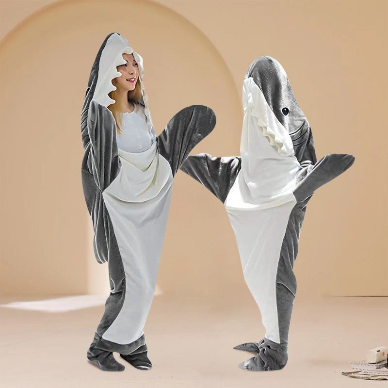 Shark Suit Pajamas For Adults, Super Soft Flannel Hooded, Loose, Can Be Worn Outside, Lazy Tv Home Clothes - Image 3