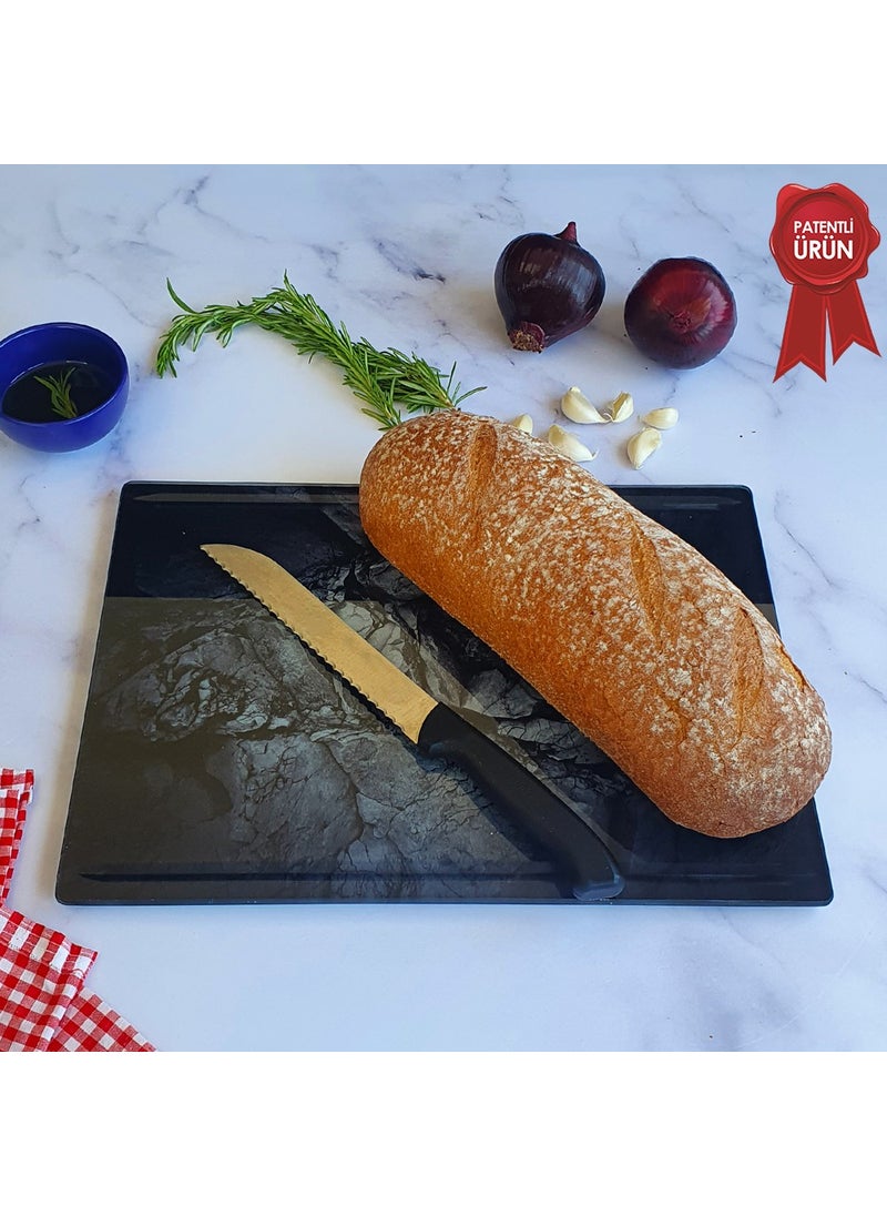 DECORITA Channeled Glass Cutting Board - Glass Cutting Table | Natural Stone Patterned | 25cm x 35cm | Patented Product  - Image 4