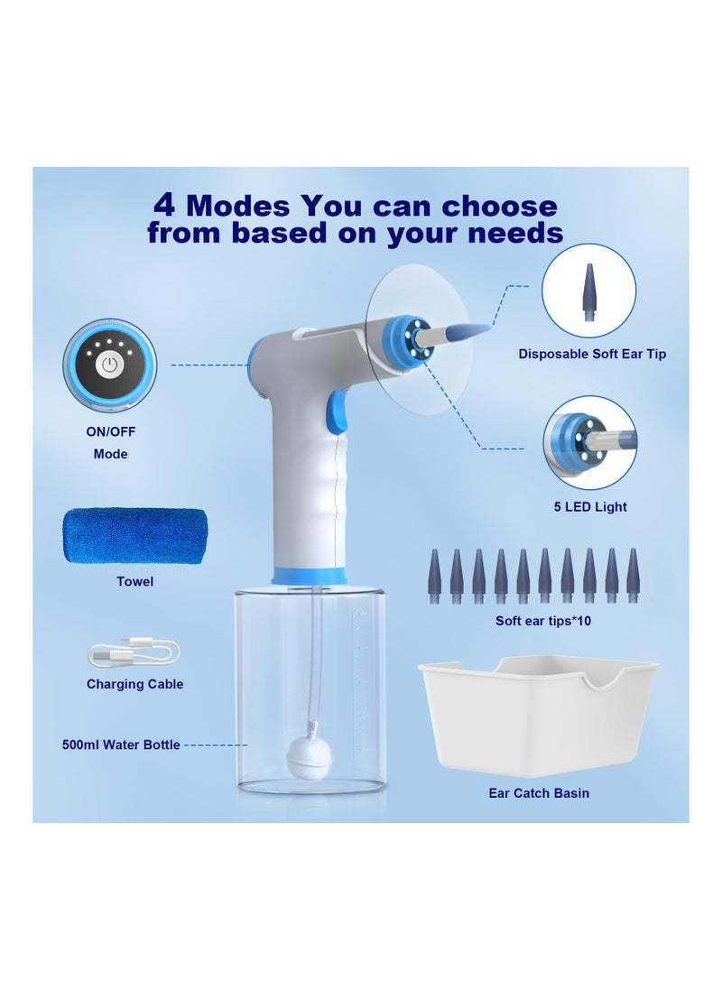 Generic - Electric Ear Wax Removal Kit - Safe and Effective Ear Cleaner with 4 Pressure Settings for Adults and Kids, Complete Ear Cleaning Irrigation System in Blue for Ear Wax Buildup. - Image 1