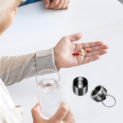CHIVENIDO Pill Keychain Holder- Small Pill Box Waterproof Pill Fob Organizer Portable Pill Holder Keychain (Gray) - Image 5
