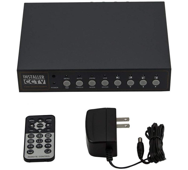 InstallerCCTV Installer CCTV 4CH Video Color Quad Multiplexer with Loopout, Remote Control and Free 1 Amp Power Adapter - Image 2