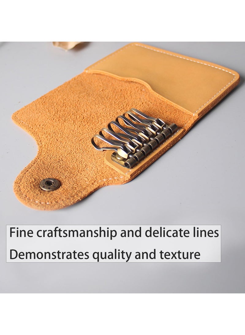 SYOSI Leather Key Case, Snap Closure Two-Ply Cowhide Leather, Leather Keychain Key Wallet Organize Keys, Credit Cards, Banknotes, Mini Unisex Key Case Wallet, Key Holder, Key Case Leather 6 Key Holder - Image 5