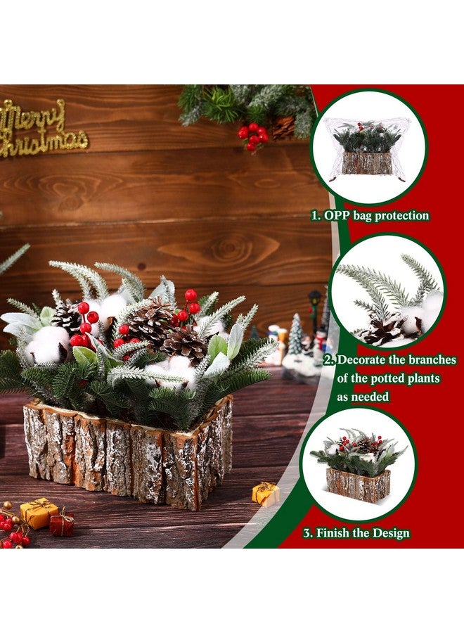 Zhehao Zhehao Christmas Table Centerpieces Artificial Small Tabletop Christmas Tree Wooden Crate Potted Plant Pinecones Leaf Berry Christmas Winter Tiered Tray Shelf Table Home Decor(Cotton)  - Image 5