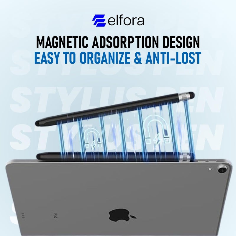 Elfora 2 in 1 Tablet Stylus Pen for All Touch Screens Devices | Fine Point Tip | High Sensitivity & Precision Capacitive Pen with Compatible for iOS, Android, and Windows – Black - Image 5