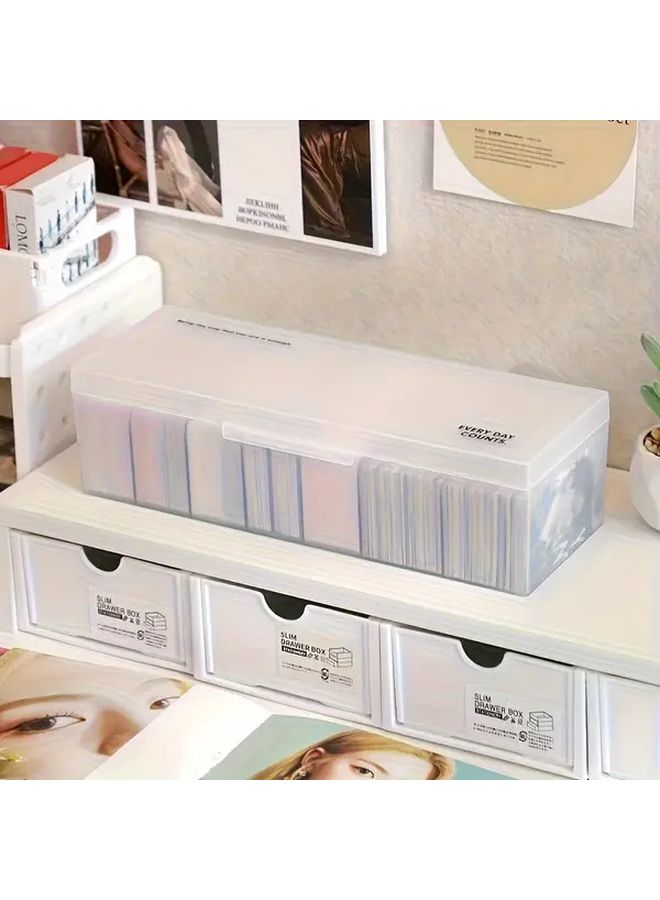 Transparent Pink Trading Card Organizer With Dust Cover Secure Closure Storage Box - Image 4