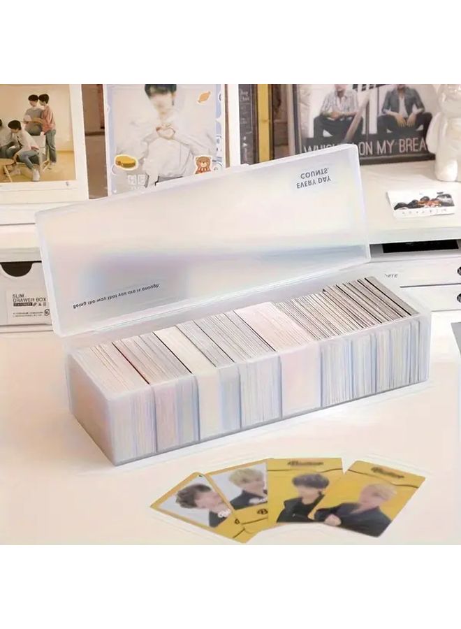 Transparent Pink Trading Card Organizer With Dust Cover Secure Closure Storage Box - Image 3
