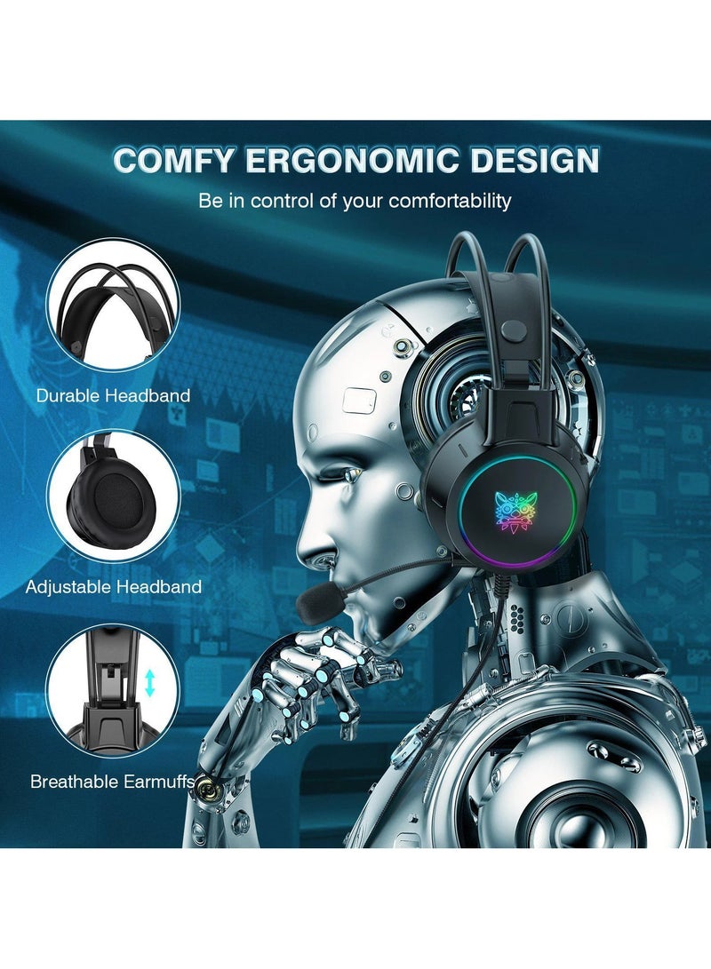 ONIKUMA X15 PRO Double-Head Beam Noise Cancelling Microphone Durable Stereo Surround Gaming Headphones RGB Audifonos Alambricos Gaming Headset - Image 4