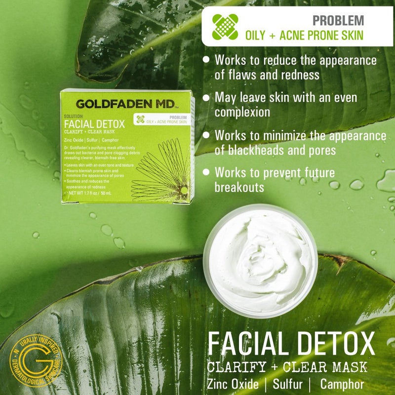 GOLDFADEN MD Facial Detox Mask Clarifying Face Mask w/Zinc Oxide, Sulfur, Salicylic Acid & Grapefruit Purifying Deep Clean Minimizes the Appearance of Redness, Blackheads & Pores 1.7 ï¬‚ oz - Image 3