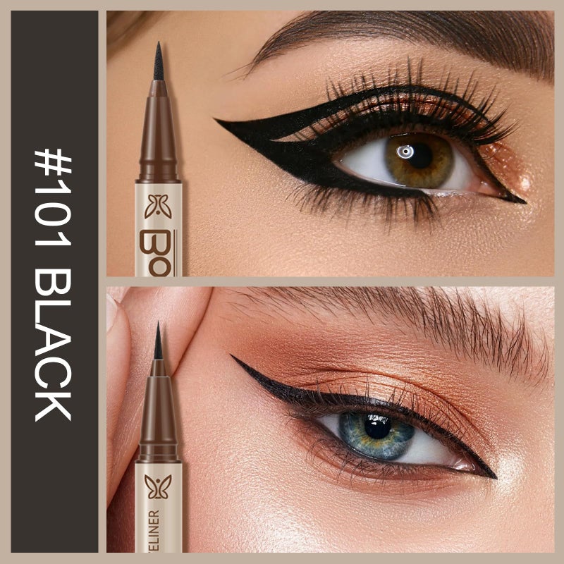 Boobeen 2pcs Liquid Eyelinerï¼ŒDual-Ended Eye Liner with Thick Tip and Precise Brush Tipï¼ŒWaterproof Black Liquid Liner Penï¼ŒMatte Finishï¼ŒAll Day Wearï¼ŒSmudge-proof,Brown - Image 3