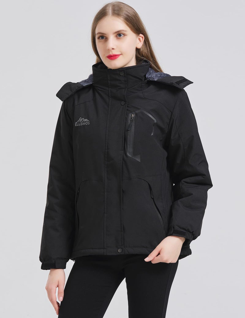 ELLSWOS Womens Winter Coats Waterproof Ski Jacket Warm Snow Jackets Windproof Windbreaker Hooded Raincoat - Image 3