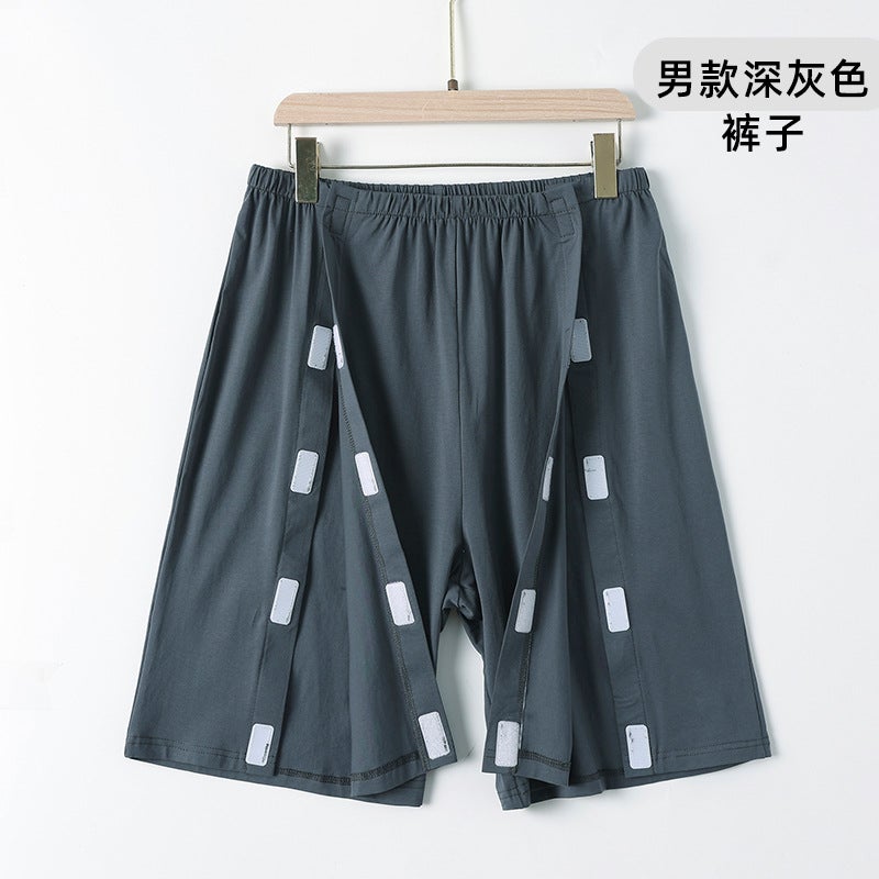 Summer Patient Care Clothing Easy To Put On And Take Off Hospital Gown Short Sleeve Cotton Middle-Aged And Elderly Medical Clothing Fracture Clothing - Image 1