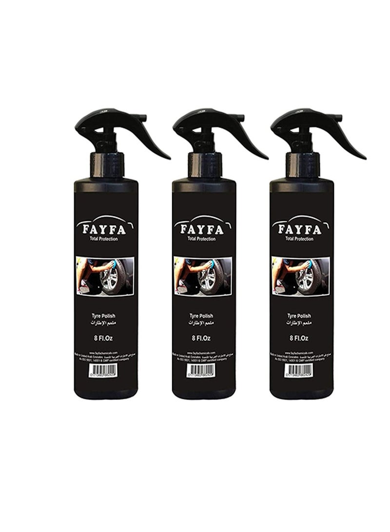 FAYFA Tyre Polish Spray 8 Fl.oz Pack of 3