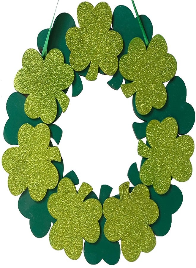 TEMPUS 12" Green Shamrock Wreath for Front Door, Wooden Clover Door Hanger, Spring Farmhouse Wall Decor, St. Patrick’s Day Irish Home Decoration - Image 1