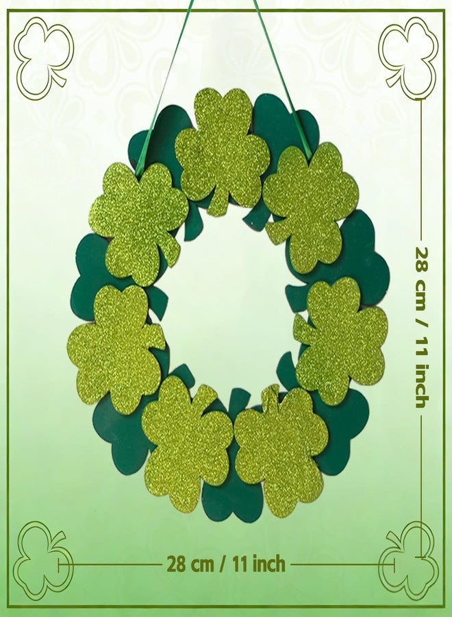 TEMPUS 12" Green Shamrock Wreath for Front Door, Wooden Clover Door Hanger, Spring Farmhouse Wall Decor, St. Patrick’s Day Irish Home Decoration - Image 2
