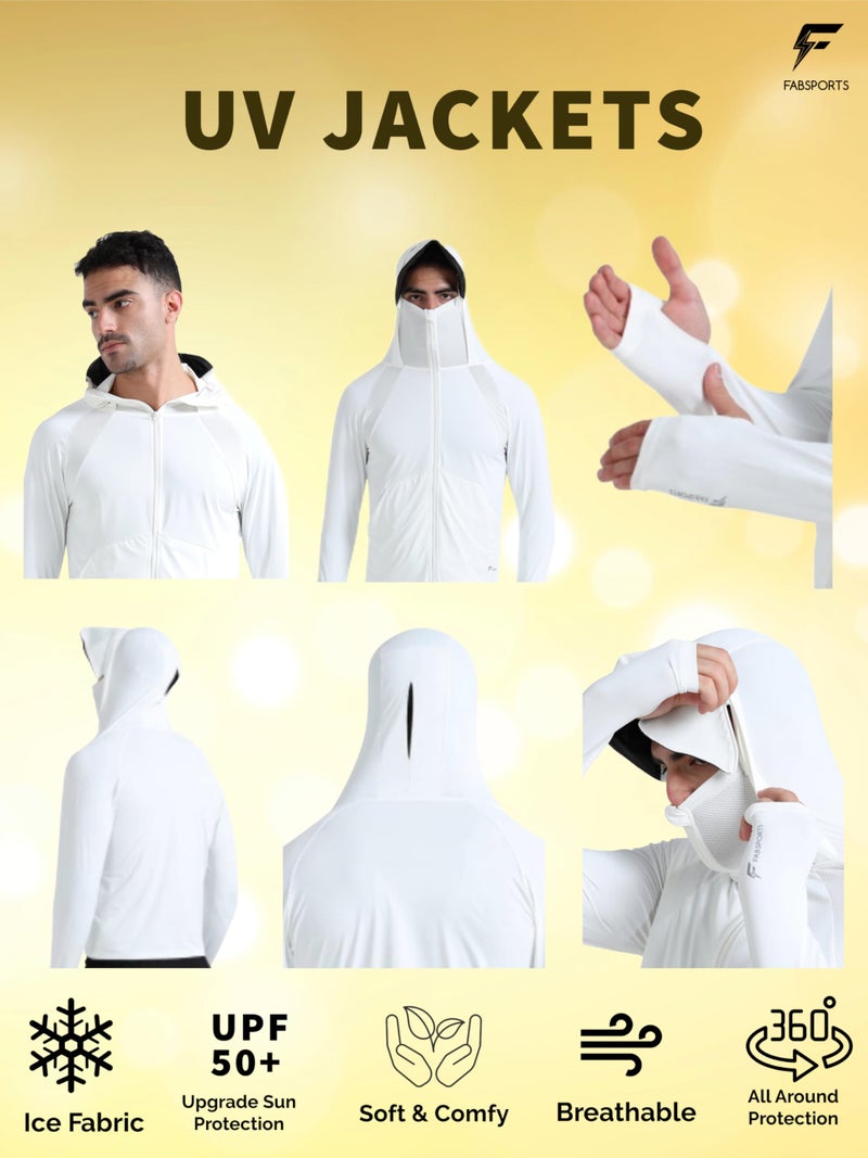 FABSPORTS Men's UPF 50+ Sun Protection Jacket – Lightweight, Full Zip Summer Hoodie with Detachable Hood, Quick-Dry Fabric & Pockets, Ideal for Outdoor Use - Image 4