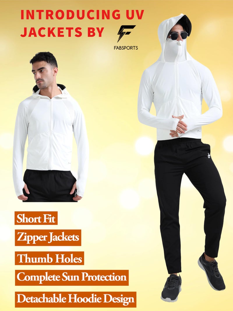 FABSPORTS Men's UPF 50+ Sun Protection Jacket – Lightweight, Full Zip Summer Hoodie with Detachable Hood, Quick-Dry Fabric & Pockets, Ideal for Outdoor Use - Image 3