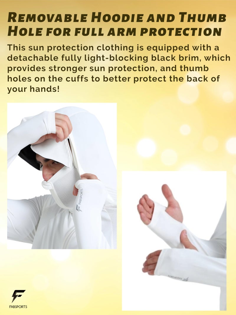 FABSPORTS Men's UPF 50+ Sun Protection Jacket – Lightweight, Full Zip Summer Hoodie with Detachable Hood, Quick-Dry Fabric & Pockets, Ideal for Outdoor Use - Image 5