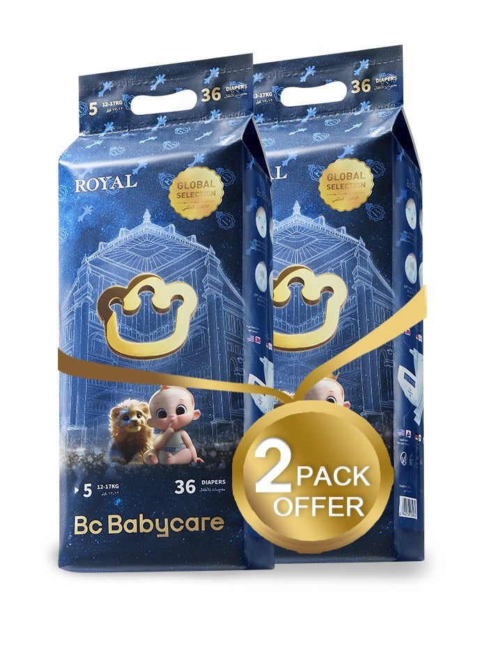 Babycare Babycare Royal Baby Diapers, Size 5, 12-17 kg, 72 Pieces, Pack of 2  - Image 1