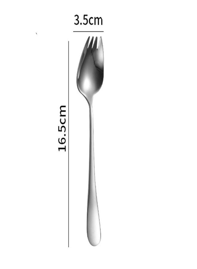 Pokinge 4 Pcs Stainless Steel Sporks, 2 in 1 Creative Spaghetti Spoon Fork, Reusable Salad Dessert Spoon Fork Noodles Eating Sporks Outdoor Flatware - Image 2