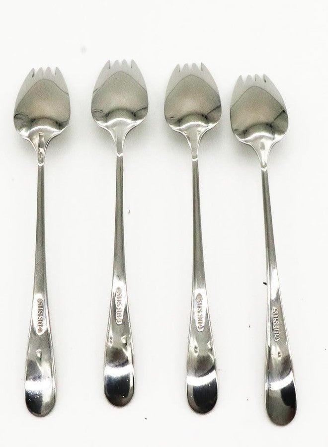 Pokinge 4 Pcs Stainless Steel Sporks, 2 in 1 Creative Spaghetti Spoon Fork, Reusable Salad Dessert Spoon Fork Noodles Eating Sporks Outdoor Flatware - Image 4