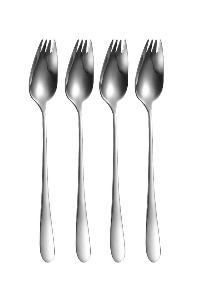 Pokinge 4 Pcs Stainless Steel Sporks, 2 in 1 Creative Spaghetti Spoon Fork, Reusable Salad Dessert Spoon Fork Noodles Eating Sporks Outdoor Flatware - Image 1