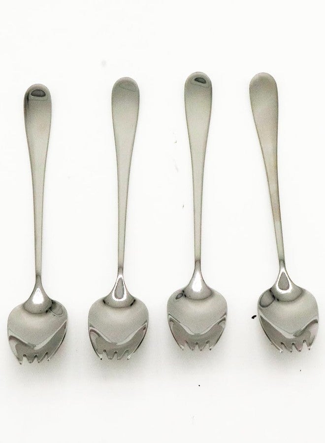 Pokinge 4 Pcs Stainless Steel Sporks, 2 in 1 Creative Spaghetti Spoon Fork, Reusable Salad Dessert Spoon Fork Noodles Eating Sporks Outdoor Flatware - Image 3