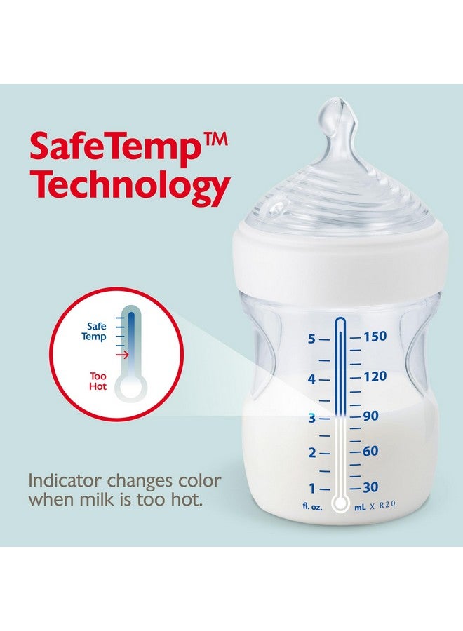 نوك زجاجة رضاعة NUK Simply Natural مع نظام SafeTemp، 5 أونصة، 4 قطع - Image 1