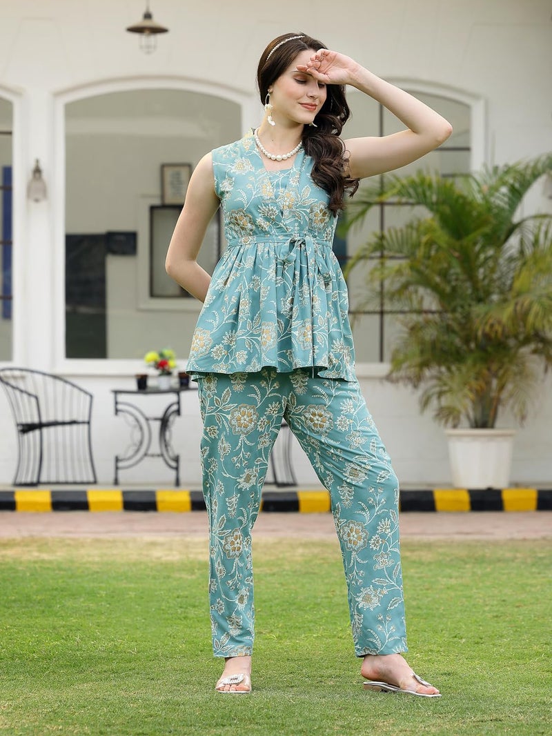 Stylum Women's Floral Printed Rayon Kurti Pant Set - Image 3